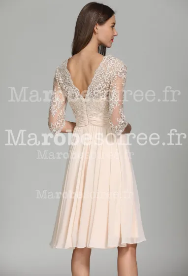 Robe de cocktail droite à manche - Réf 1941 en Dentelle, Mousseline