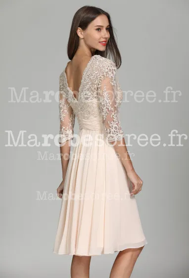 Robe de cocktail droite à manche - Réf 1941 en Dentelle, Mousseline