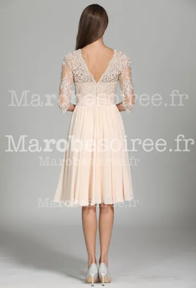 Robe de cocktail droite à manche - Réf 1941 en Dentelle, Mousseline