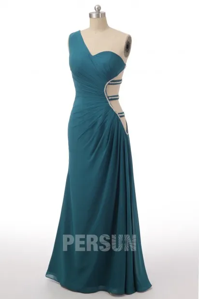 Robe de cocktail longue pour mariage asymétrique découpée à côté