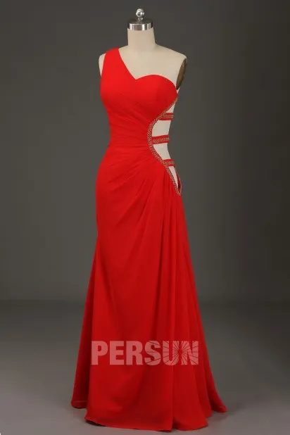 Robe de cocktail longue pour mariage asymétrique découpée à côté