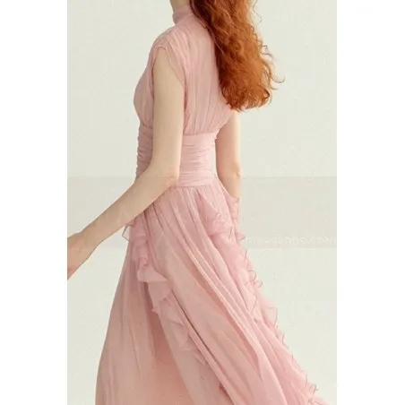 Robe de cocktail rose poudre vintage