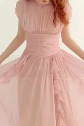 Robe de cocktail rose poudre vintage