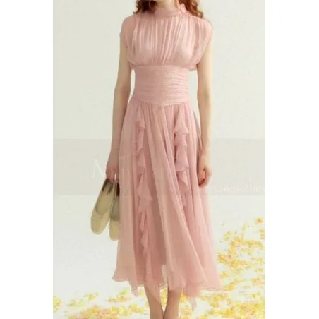 Robe de cocktail rose poudre vintage