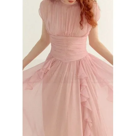 Robe de cocktail rose poudre vintage