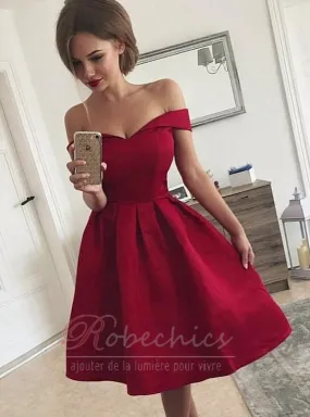 Robe de Cocktail Sans Manches Épaule Dégagée Sommaire A-ligne