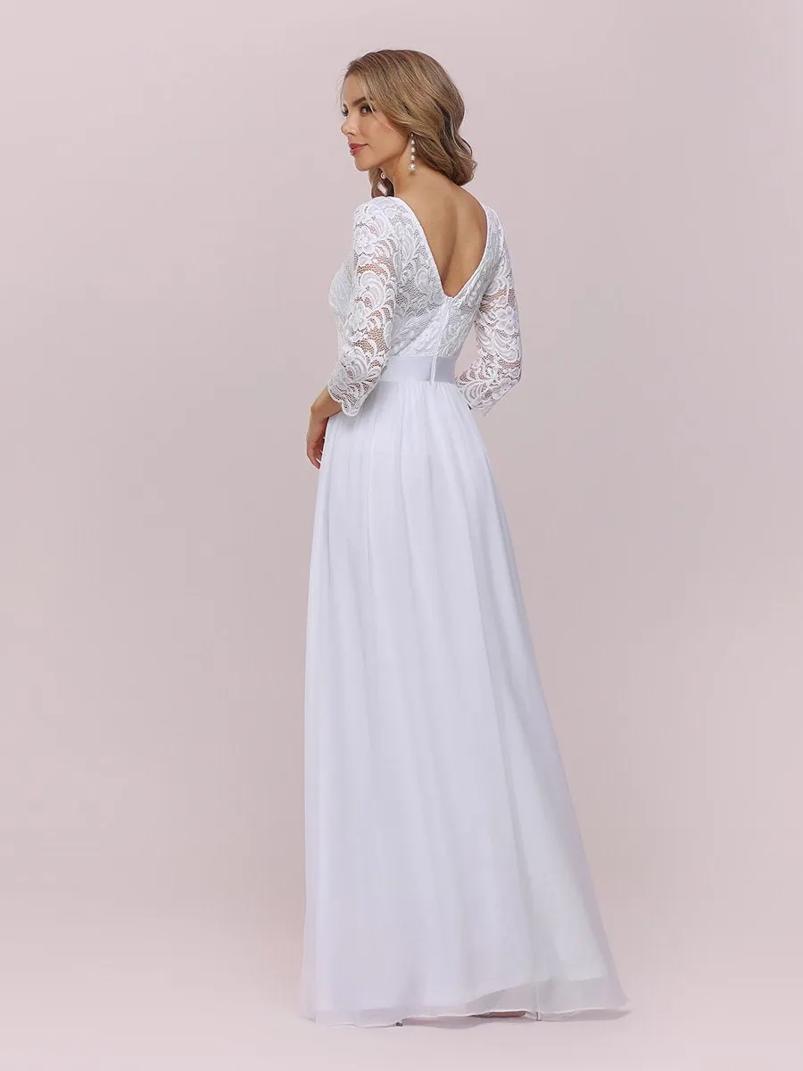 Robe de mariée simple et décontractée en dentelle et mousseline pour le mariage