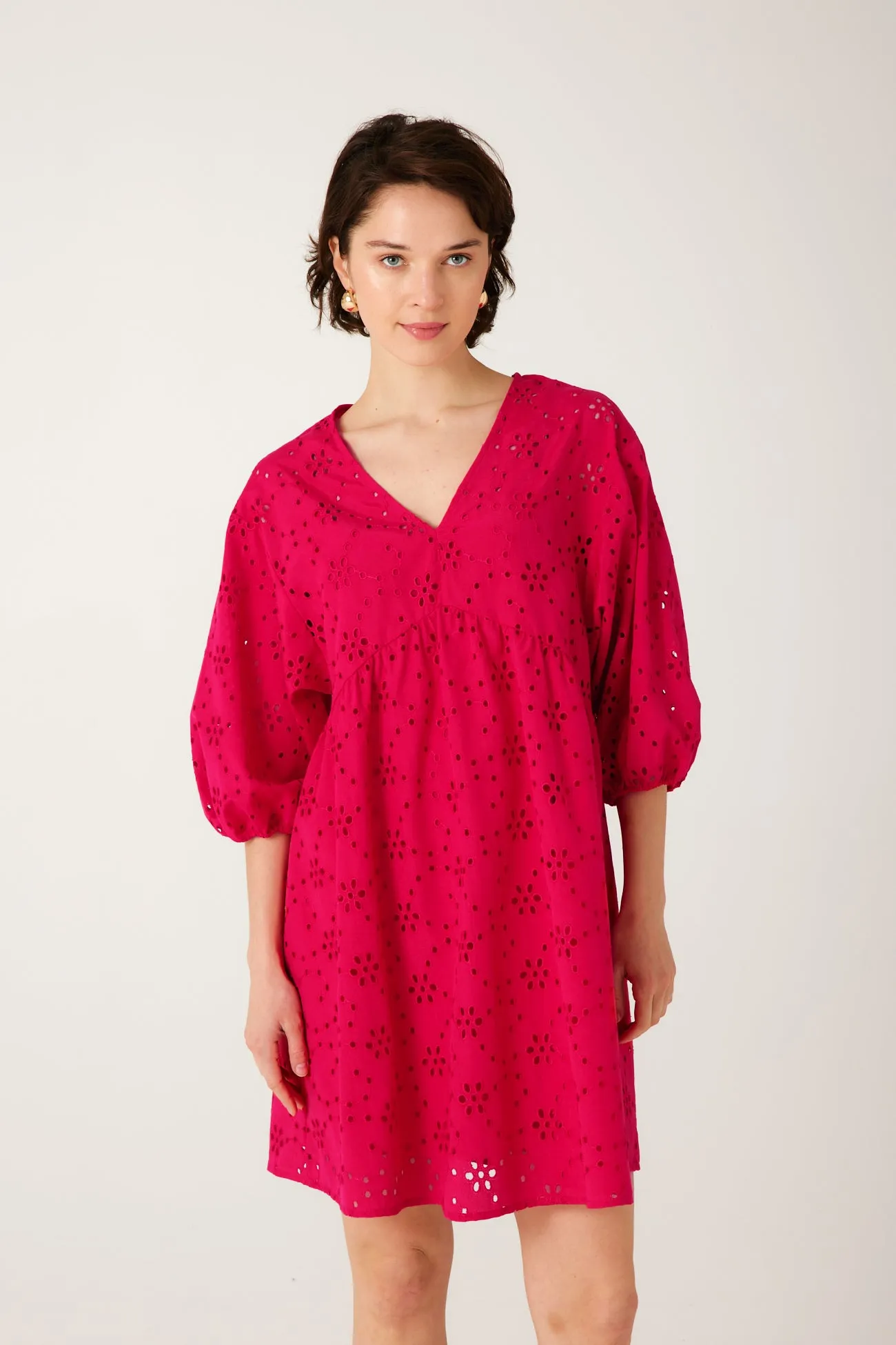 Robe en broderie anglaise - Rouge