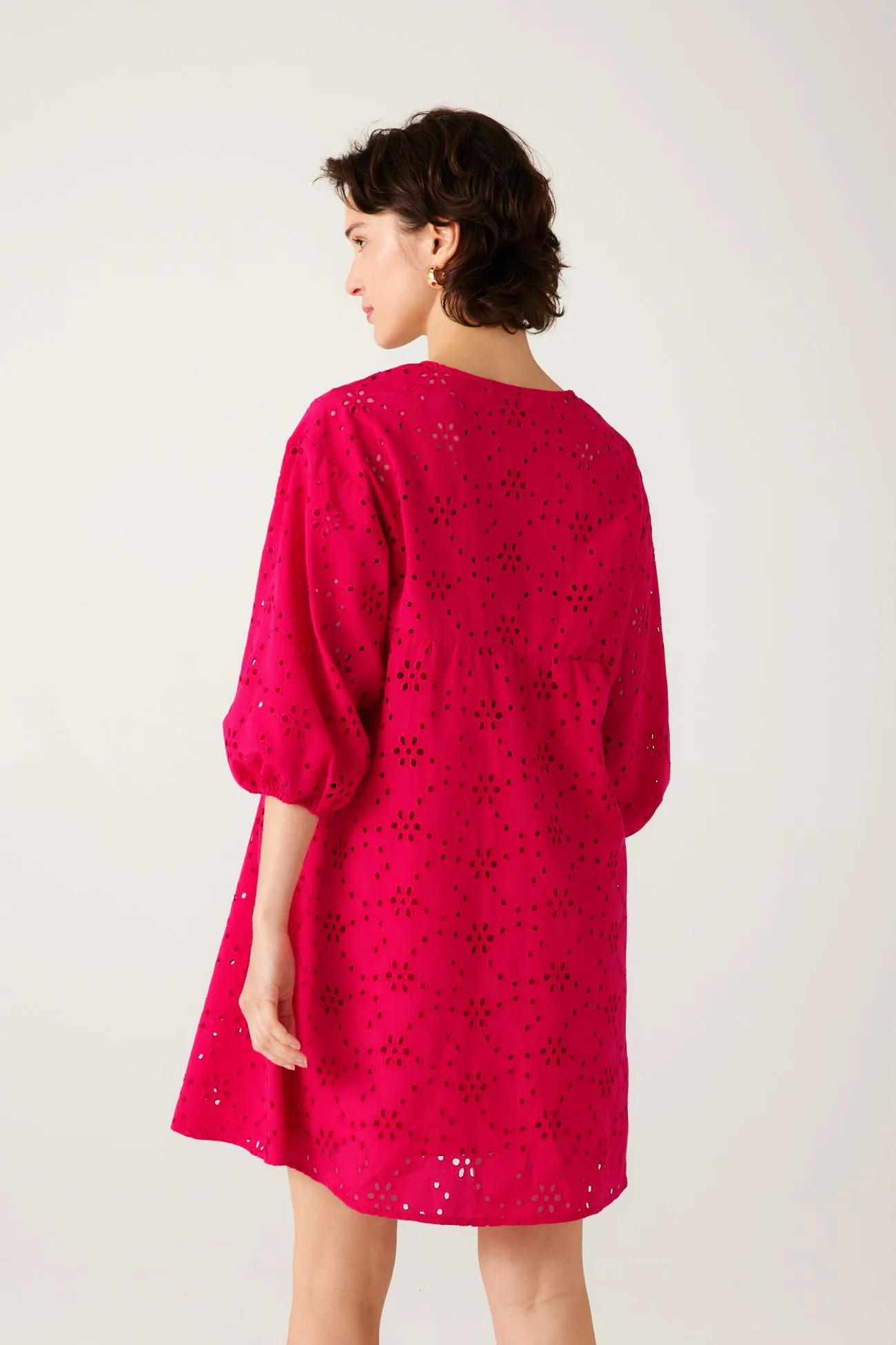 Robe en broderie anglaise - Rouge