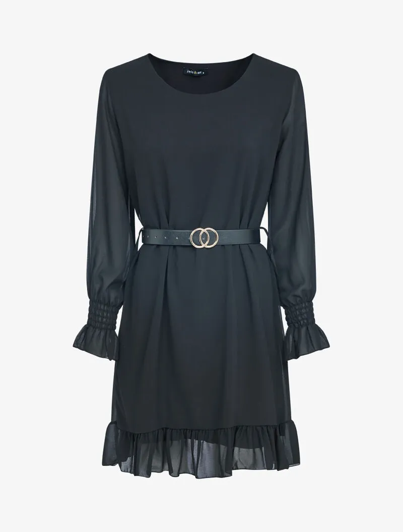 Robe en voile à bords volantés - noir