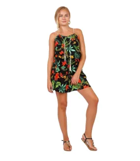 Robe femme à bretelles tissus imprimé fleur coupe décontractée