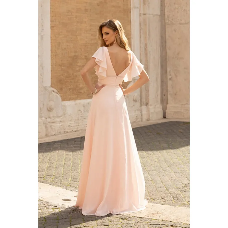 Robe longue cocktail chic mousseline Ellebeline RL8287