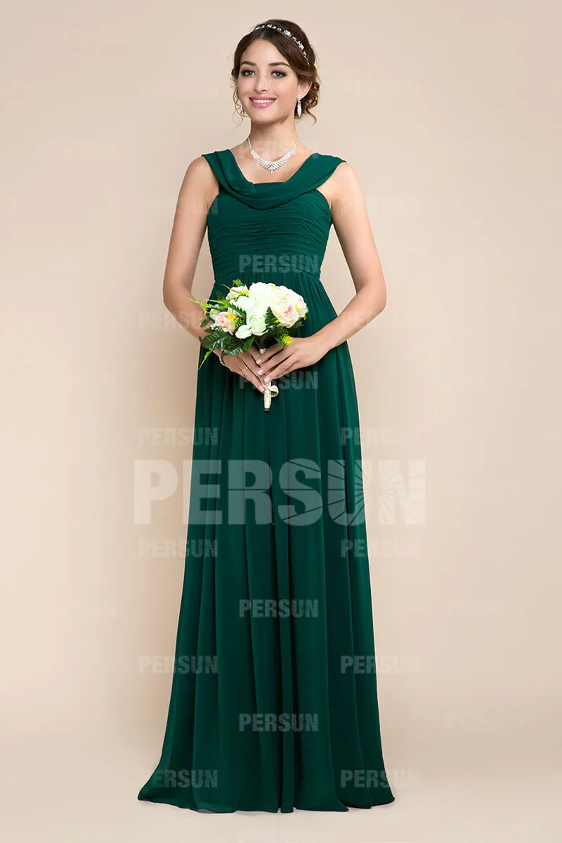 Robe pour cocktail mariage longue en mousseline verte