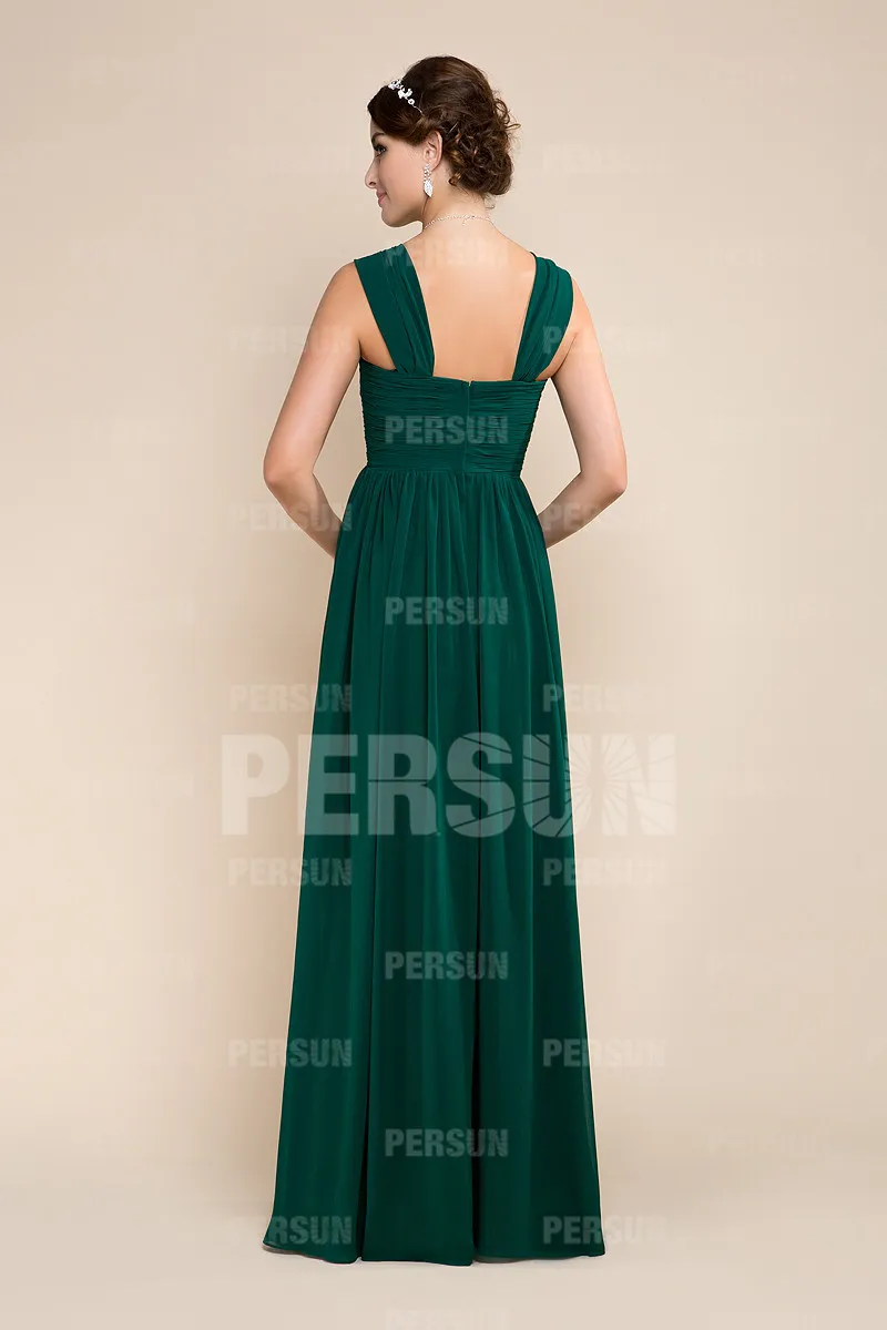 Robe pour cocktail mariage longue en mousseline verte