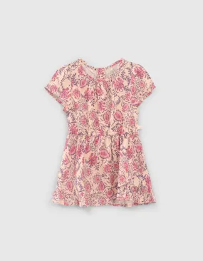 Robe rose imprimé floral cachemire Lenzing™ Ecovero™ bébé fille