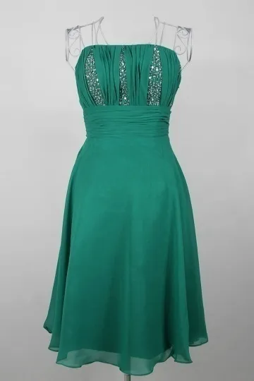 Robe verte courte pour cocktail mariage bustier à paillettes