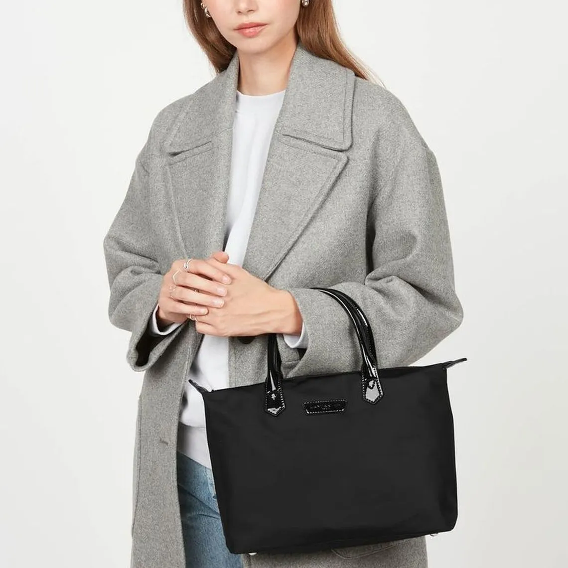 Sac à main Zippé M Basic Verni noir en toile | 3 Suisses