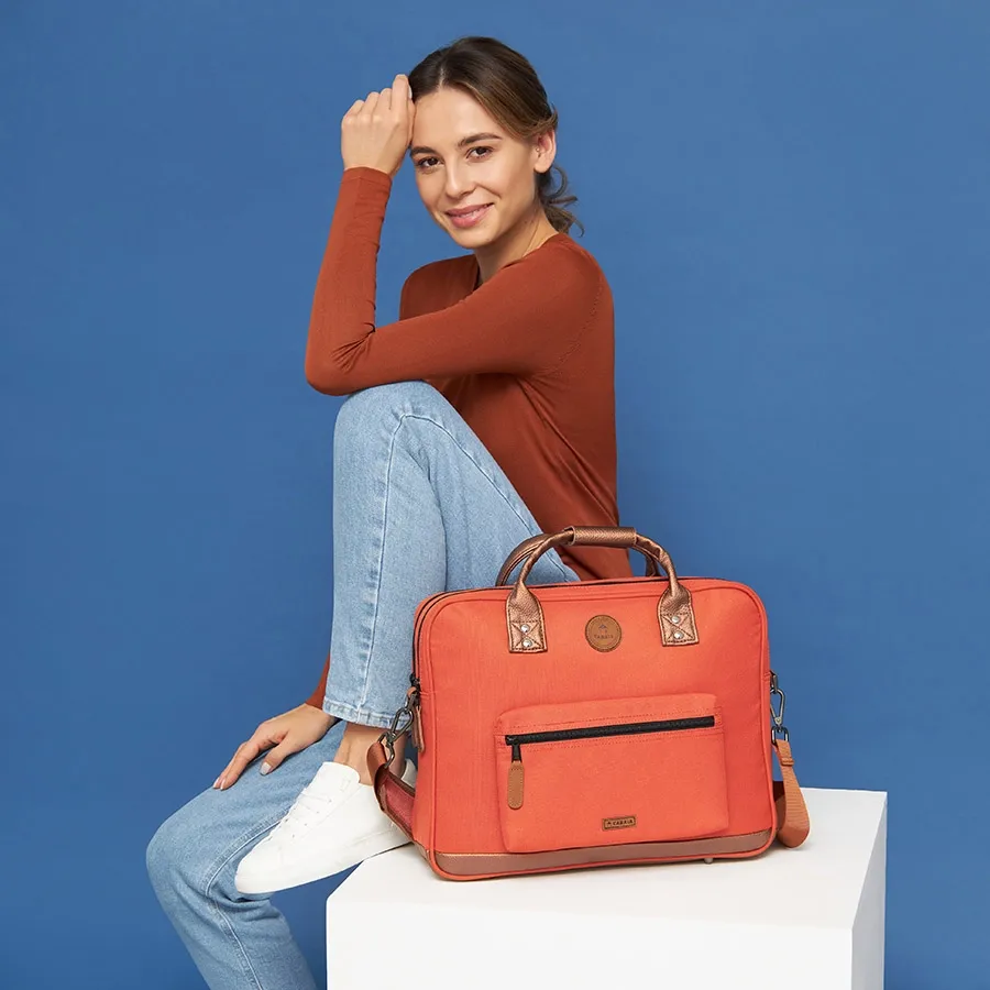 Sac Bandoulière Cabaïa Messenger Chicago Navy X Brown Vegan Leather Medium