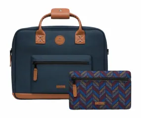 Sac Bandoulière Cabaïa Messenger Chicago Navy X Brown Vegan Leather Medium