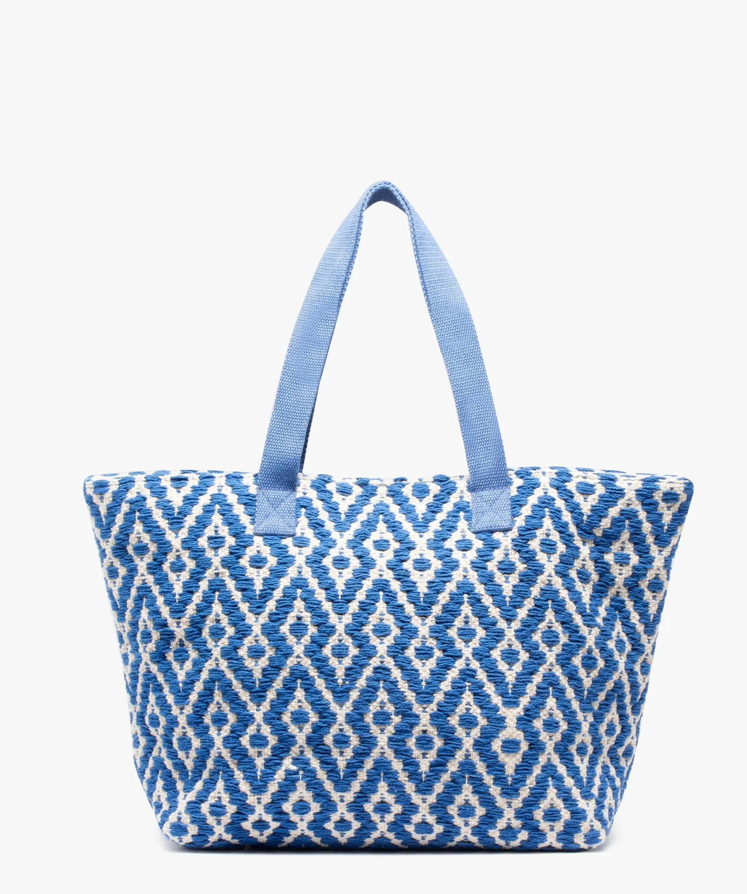 sac cabas femme en toile tissee grand format bleu standard cabas - grand volume