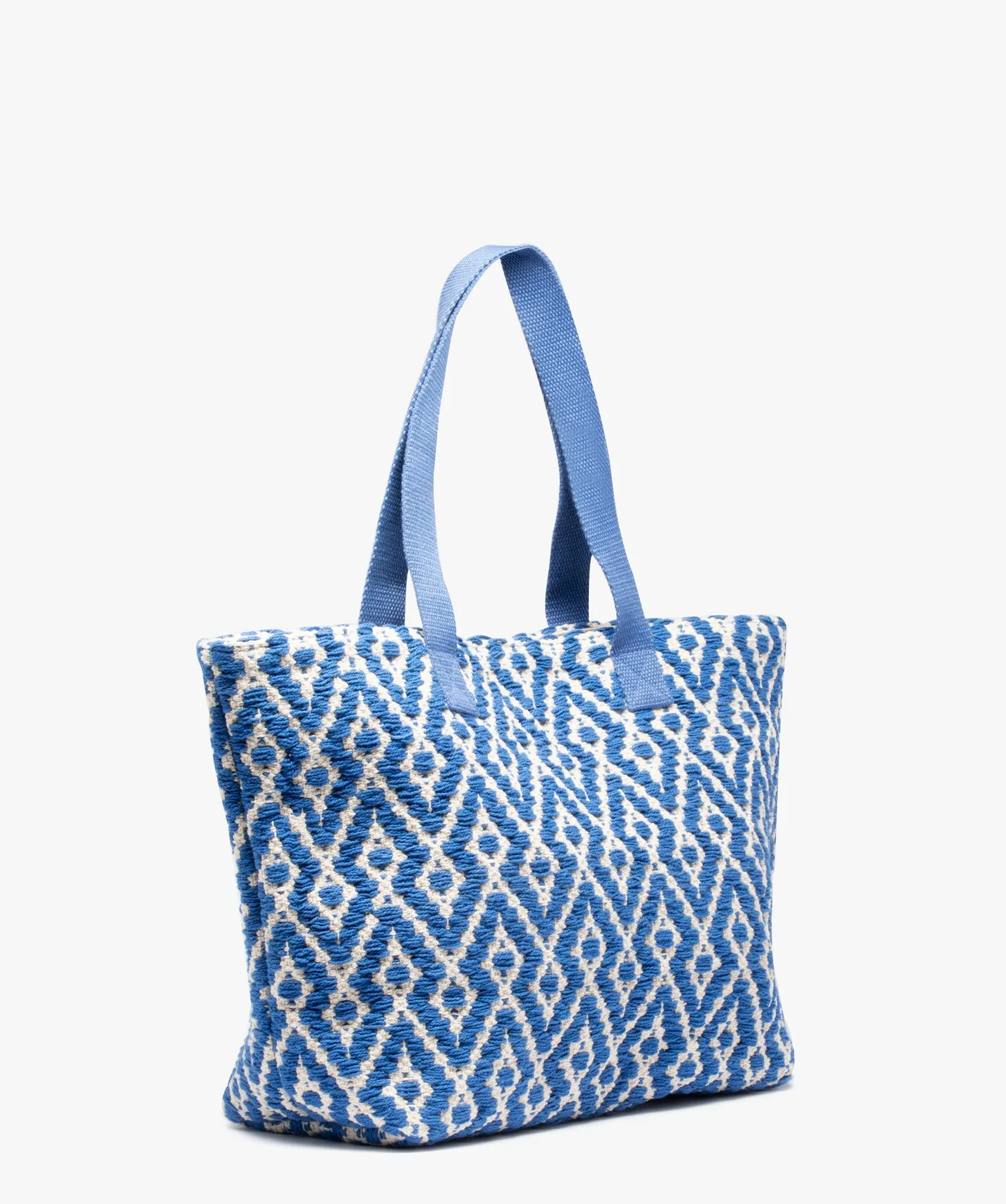 sac cabas femme en toile tissee grand format bleu standard cabas - grand volume