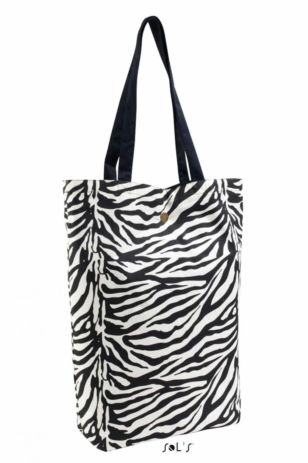 Sac cabas shopping étudiant en toile - réversible imprimé zèbre noir - 76960 