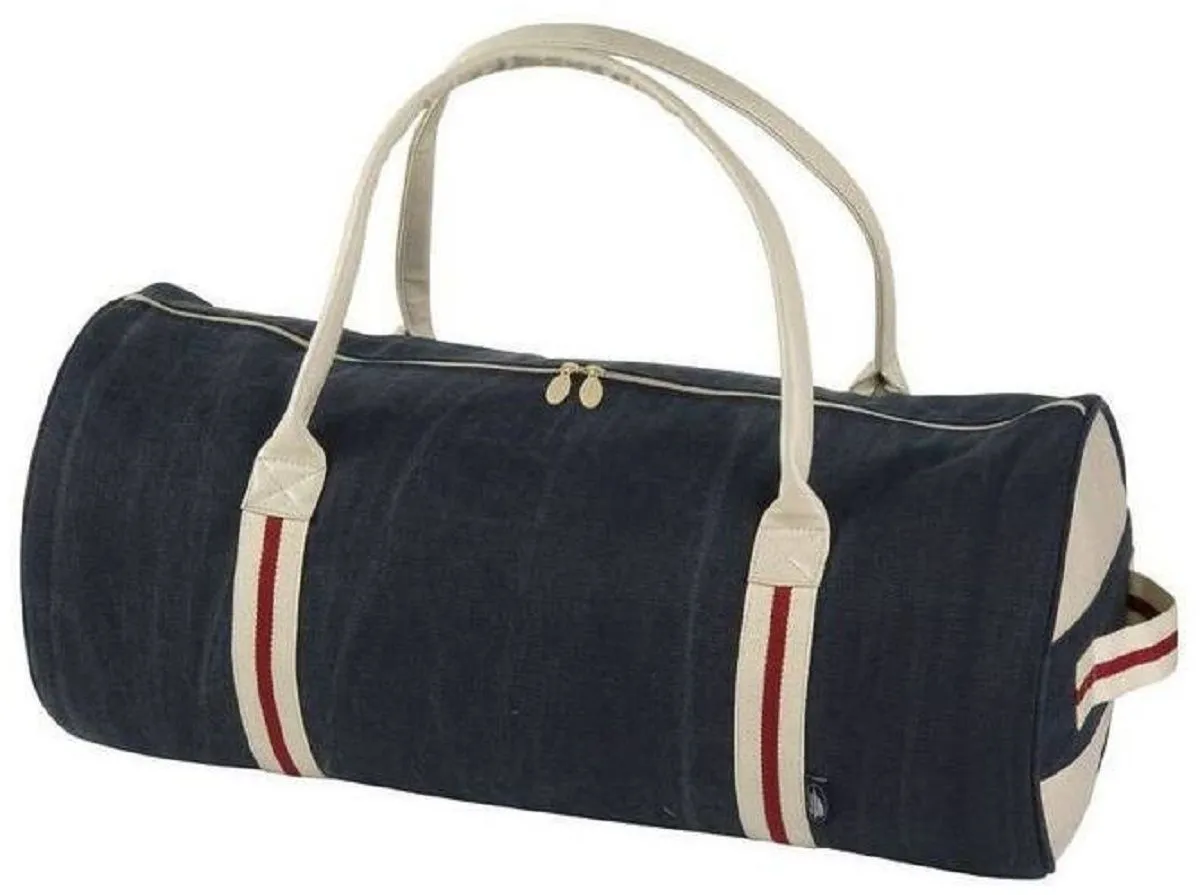 Sac de voyage canvas - PK023 - bleu marine beige et rouge 