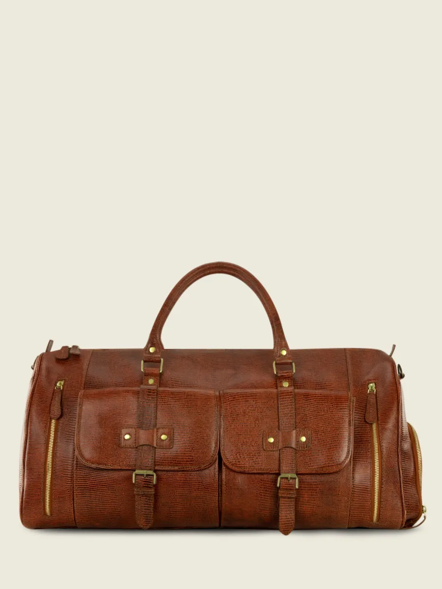 SAC DE VOYAGE EN CUIR MARRON Le48h 1960 - Ambre