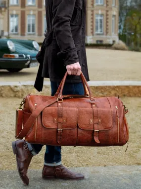 SAC DE VOYAGE EN CUIR MARRON Le48h 1960 - Ambre