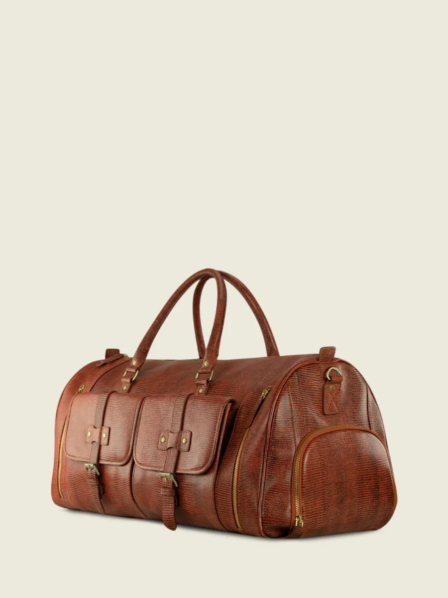 SAC DE VOYAGE EN CUIR MARRON Le48h 1960 - Ambre