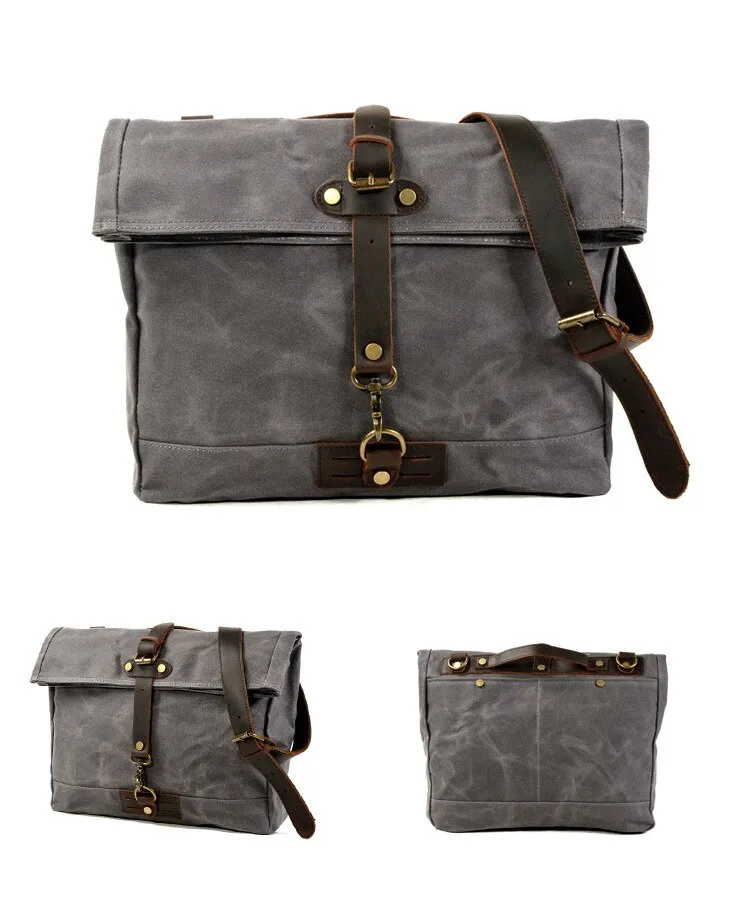 Sac rétro moto homme en toile cirée imperméable • Vintage Univers
