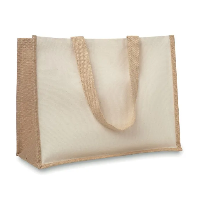 Sac shopping personnalisé en toile de jute laminé et coton - 39x31x16cm - CAMPO DE FIORI