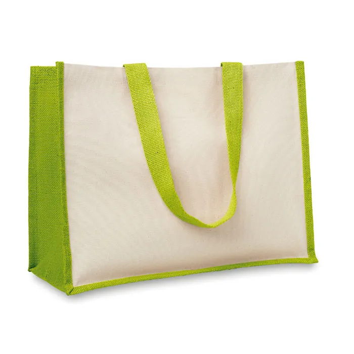 Sac shopping personnalisé en toile de jute laminé et coton - 39x31x16cm - CAMPO DE FIORI