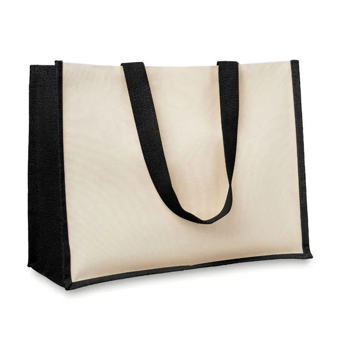 Sac shopping personnalisé en toile de jute laminé et coton - 39x31x16cm - CAMPO DE FIORI