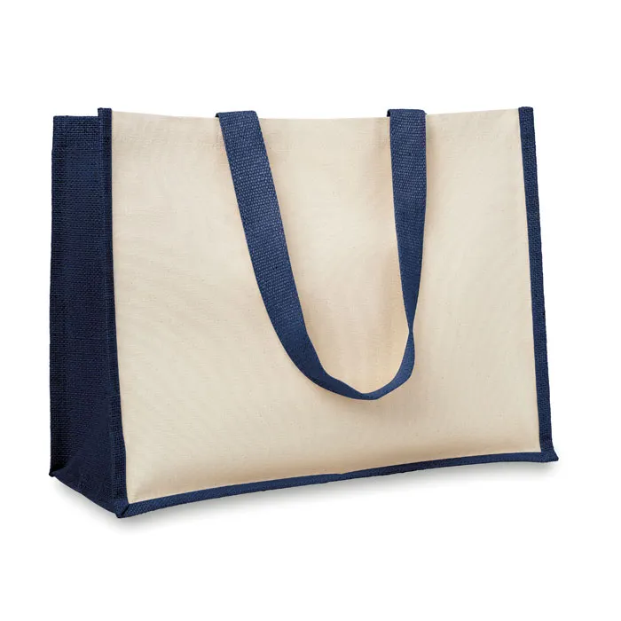 Sac shopping personnalisé en toile de jute laminé et coton - 39x31x16cm - CAMPO DE FIORI