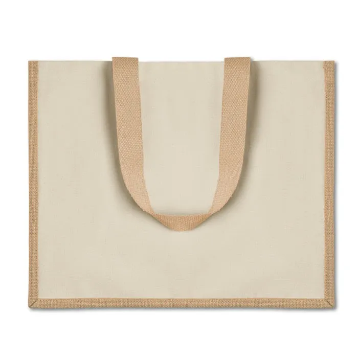 Sac shopping personnalisé en toile de jute laminé et coton - 39x31x16cm - CAMPO DE FIORI