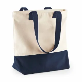 Sac toile en coton - shopping - plage - BG683 - bleu marine et naturel 