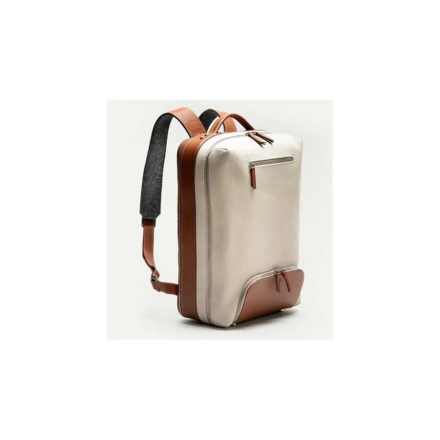 Sac À Dos Antoine En Toile Et En Cuir Sable Lundi | Toulouse