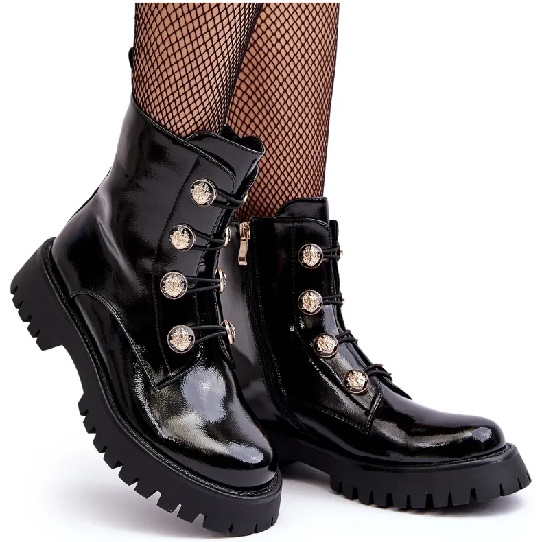 S.Barski Bottes isolées pour femmes avec boutons décoratifs D&amp;A MR870-51 Noir le noir