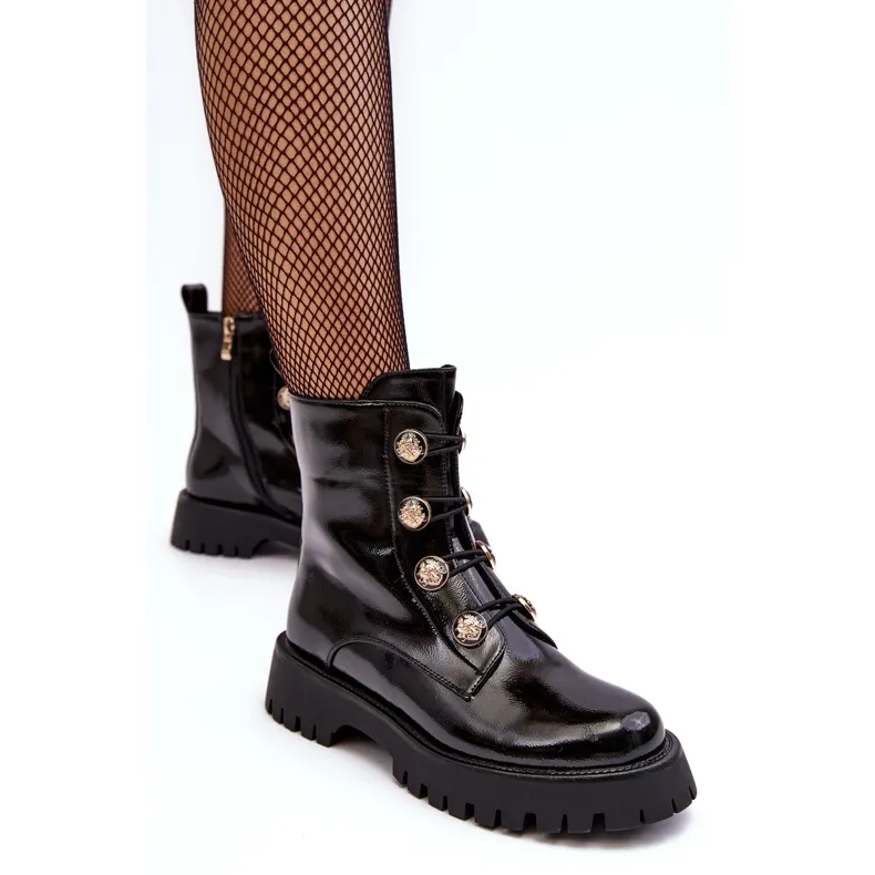 S.Barski Bottes isolées pour femmes avec boutons décoratifs D&amp;A MR870-51 Noir le noir