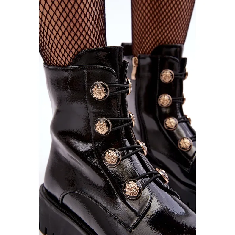 S.Barski Bottes isolées pour femmes avec boutons décoratifs D&amp;A MR870-51 Noir le noir