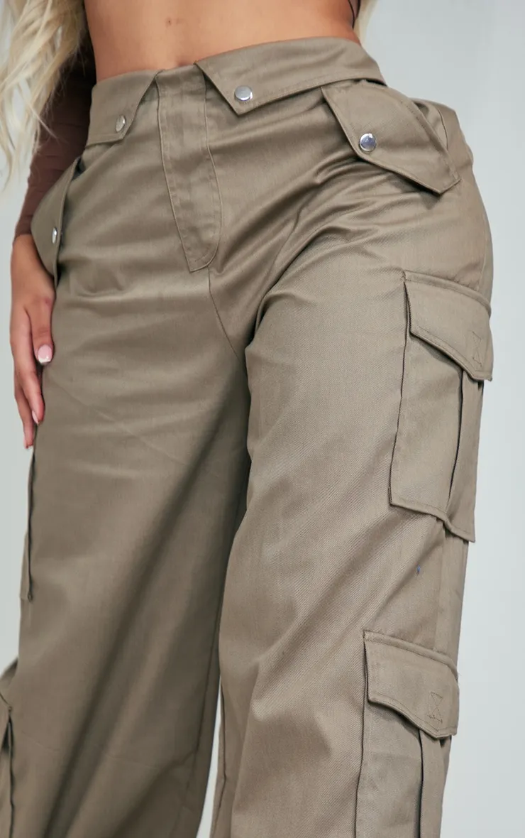 Shape Pantalon cargo kaki à taille pliée et poches