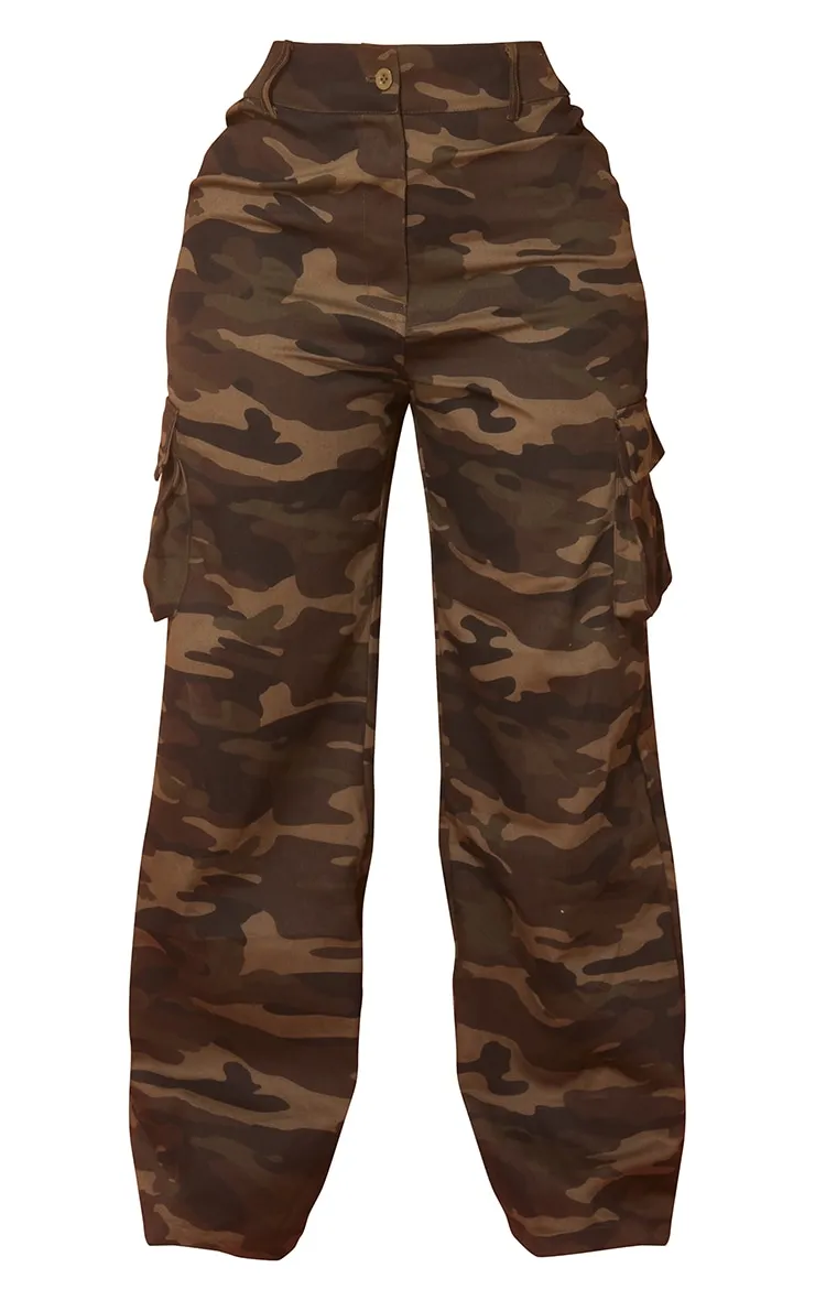 Shape Pantalon droit kaki style cargo imprimé camouflage à détail zip