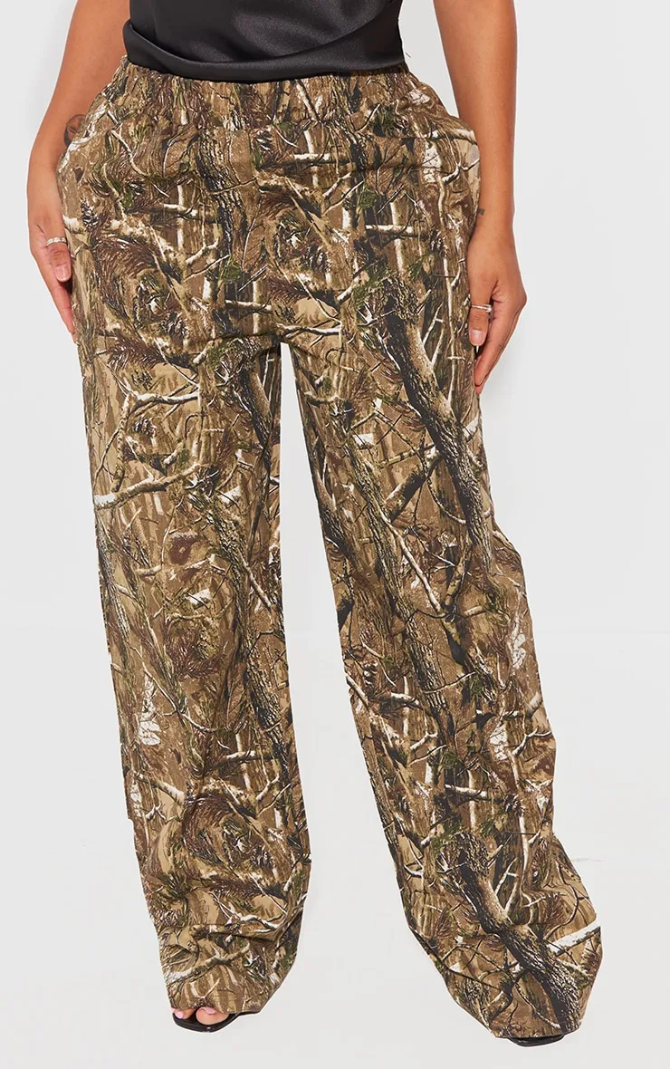 Shape Pantalon large cargo kaki foncé  imprimé camouflage à taille élastique