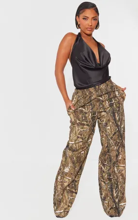 Shape Pantalon large cargo kaki foncé  imprimé camouflage à taille élastique