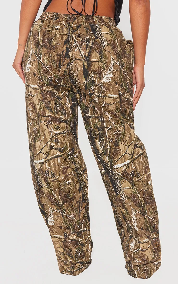 Shape Pantalon large cargo kaki foncé  imprimé camouflage à taille élastique