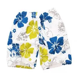 Short de bain pour homme à fleurs bleu blanc
