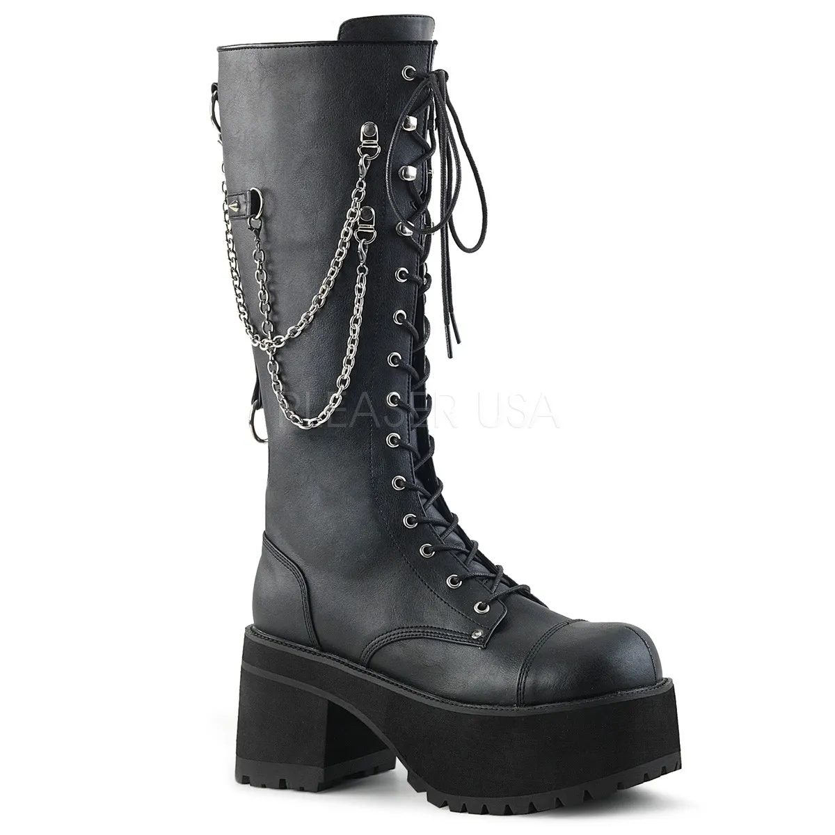 Similicuir DemoniaCult RANGER-303 Bottes à Lacets Hommes