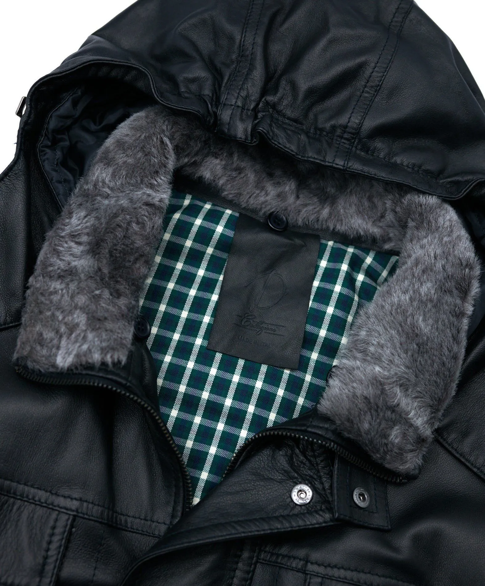 Sur-veste 3/4 en cuir homme cuir plongé couleur noir Vittorio