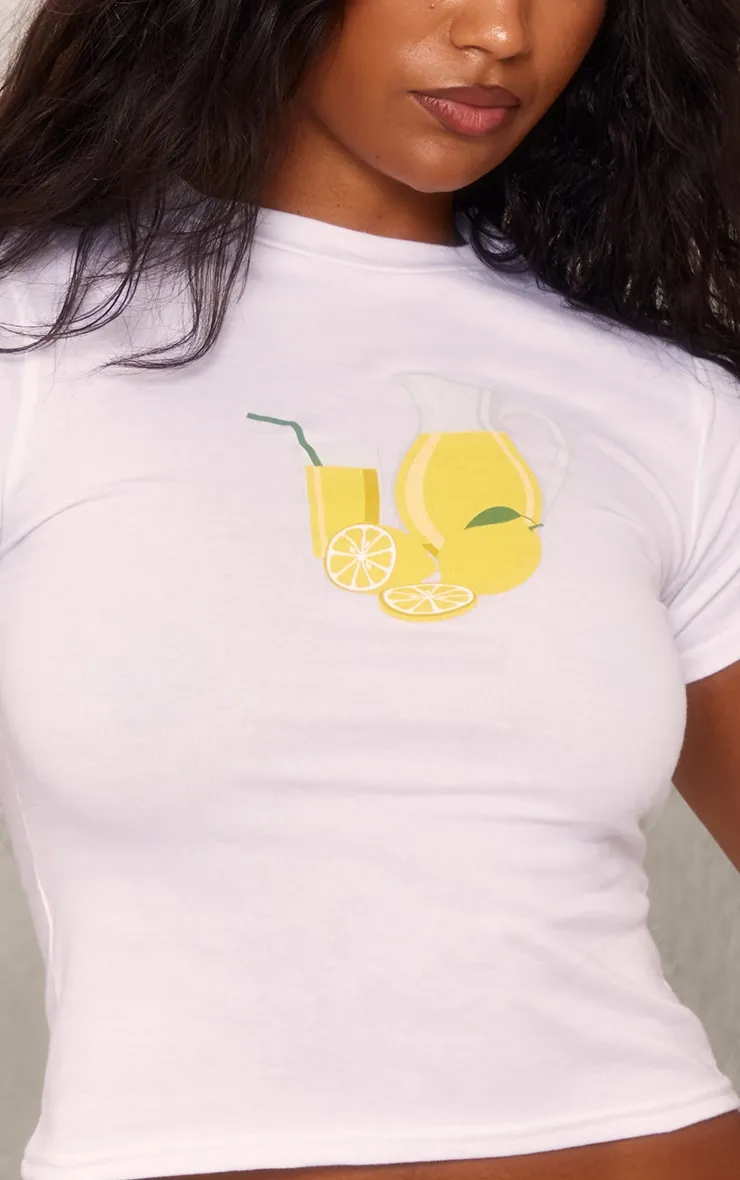 T-shirt ajusté blanc à imprimé Lemonade graphique